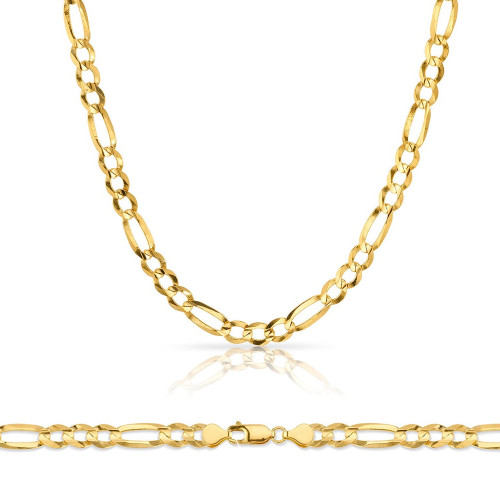 14k Gold 4.6mm Open Figaro Chain 28 Inches