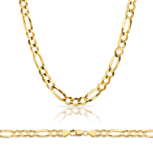 14k Gold 6.2mm Open Figaro Chain 8 Inches
