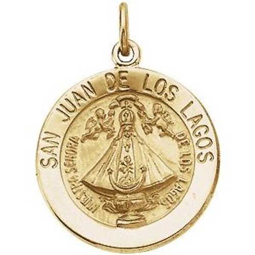 14k Gold 18.0mm Round San Juan De Los Lagos Medal Pendant