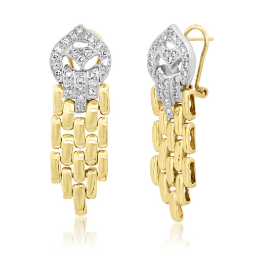 14k Yellow Gold 3/4 CT Diamond Earrings 37.0mm