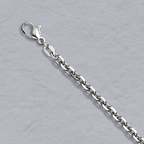 Platinum Diamond Cut Rolo Chain Necklace 3.6mm Wide 20 Inches