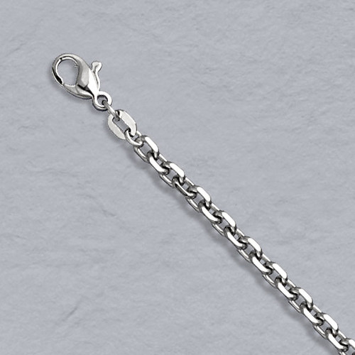 Platinum Diamond Cut Rolo Chain Necklace 3.6mm Wide 24 Inches