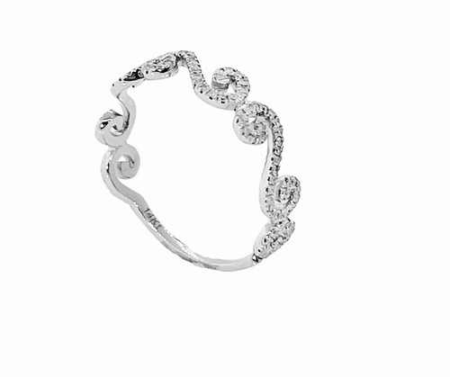 14K White Gold Stackable swirl design 0.30ct Natural Diamond Ring