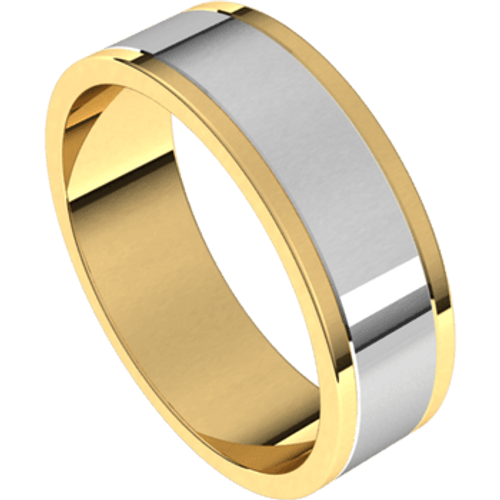 14k Yellow Gold 6mm Two Tone Flat Wedding Band