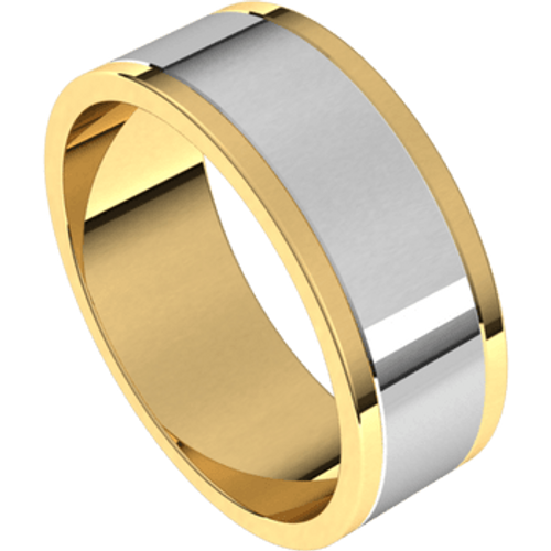 14k Yellow Gold 7mm Two Tone Flat Wedding Band