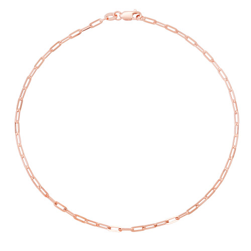 14k Rose Gold 2.0mm Paperclip Anklet 10 Inches