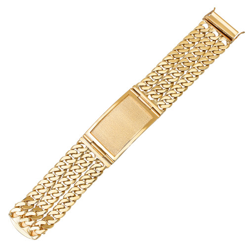 14k Gold 34mm 3 Line Miami Cuban Id Link Bracelet 9 Inches