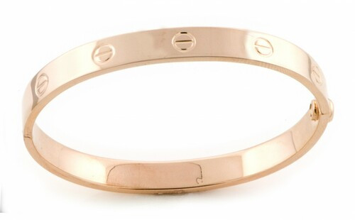 14K Rose Gold Solid Vikings Bangle Bracelet 6 1/2 Inches