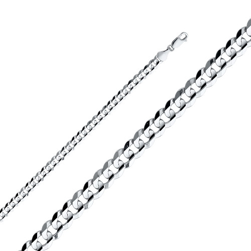 14k White Gold 5.9mm "Nickel Free" Curb Bracelet 10 Inches