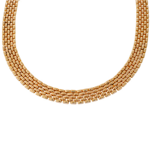 14k Yellow Gold 5 Row 12mm Panther Necklace 17 Inches