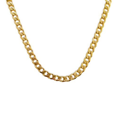 14K Yellow Gold 3.5mm Diamond Cut Flat Curb Chain 16 Inches