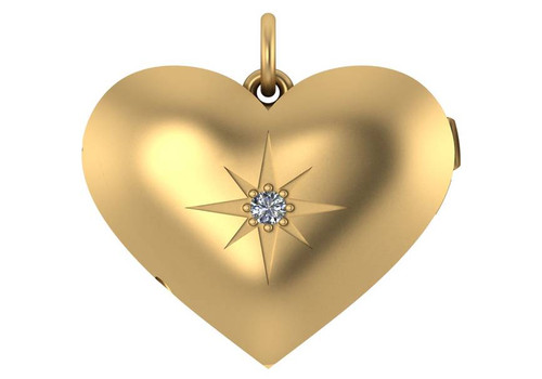 14k Yellow Gold .05 Ctw Diamond Locket 25.0mm x 21.0mm