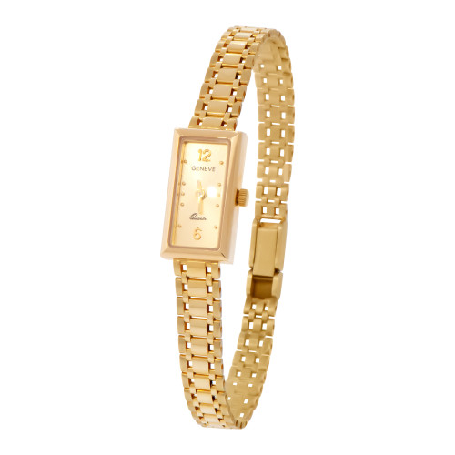 14k Yellow Gold Rectangle Shaped Geneve Italian Watch 12.1 mm x 6mm