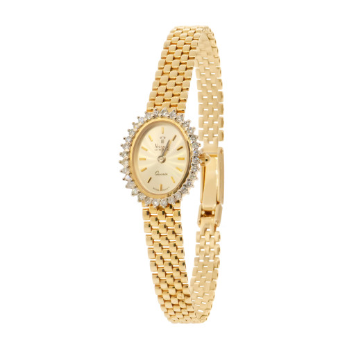 14k Yellow Gold Italian Ladies 0.65ct. Diamond Panther Watch 19mm by 6mm Wide