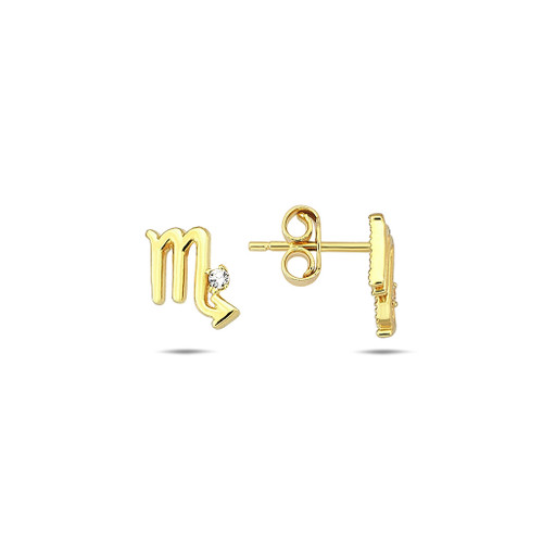 14k Yellow Gold 7mm Scorpio Zodiac Earrings