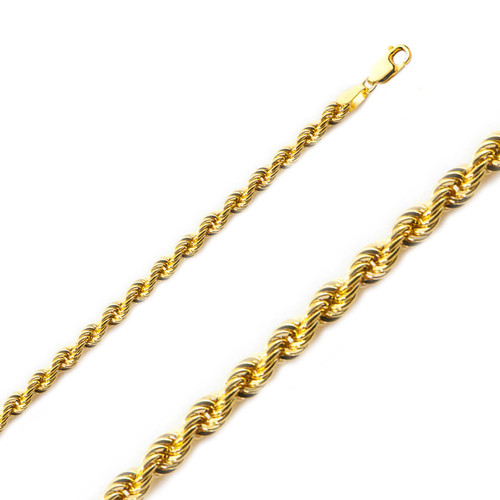 10k Gold 5mm Hollow Rope Chain 7 Inches
