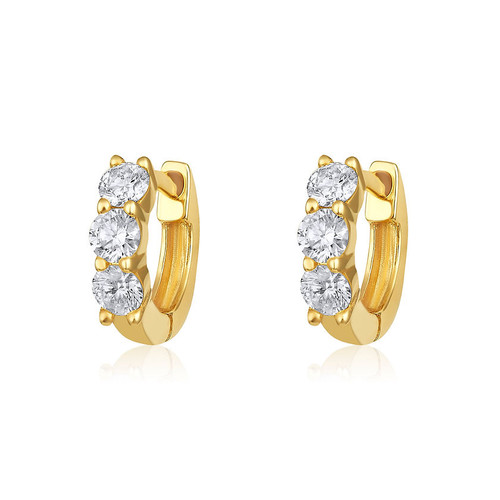 14K Yellow Gold 0.75 ct. Natural Diamond Huggie Hoop Earrings
