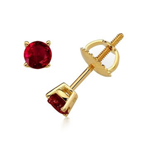 14k Yellow Gold 3mm Ruby Stud Earrings 0.30ct