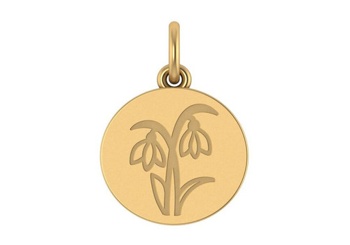14K Yellow Gold Birth Flower Pendant Necklace 15.0mm