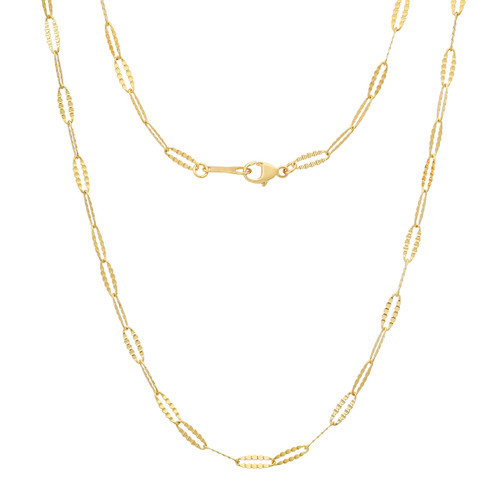 18k Yellow Gold Diamond Cut Paper Clip Link Chain, 2.3mm  18 Inches