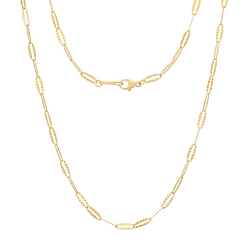 18k Yellow Gold Diamond Cut Paper Clip Link Chain, 2.3mm  20 Inches
