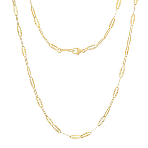 18k Yellow Gold Diamond Cut Paper Clip Link Chain, 2.3mm  30 Inches