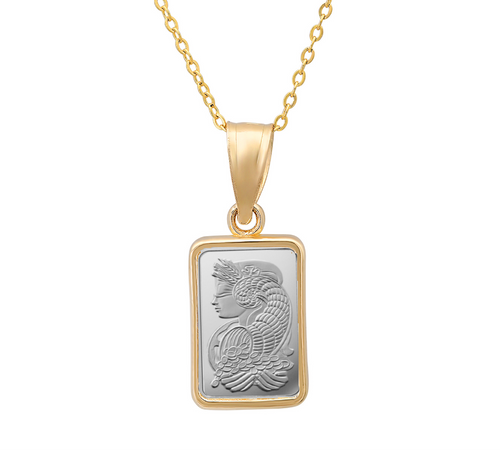 Platinum 1 Gram Mini Pamp Suisse  Fortuna .999  Petit Necklace 10mm x 7mm 16"