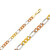 14k Gold 5.7mm Tri-color Figaro Bracelet 8 Inches