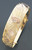 14k Gold Tri-color 18mm Wide Adjustable Engraved Bangle