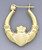 14k Gold Claddagh Irish Hoop Earrings 19mm W X 21mm H