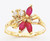 14k Gold Ladies synthetic Ruby Cz Flower Cocktail Ring 14mm Wide