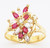 14k Gold Ladies synthetic Ruby Cz Flower Cocktail Ring 19mm Wide