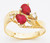 14K Yellow Gold 12.5Mm Ladies Synthetic Ruby Ring