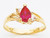 14k Gold Ladies Synthetic Ruby Pear Center Stone Cocktail Ring