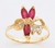 14K Yellow Gold 14.5Mm Ladies Synthetic Ruby Ring