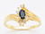 14k Gold  12mm Wide Ladies Oval synthetic sapphire Center Stone With Cubic Zirconia Cocktail Ring