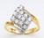 14k Gold Ladies 15mm Wide  .75 ct.  tw.  Cubic Zirconia Cluster Ring