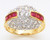 14k Gold Ladies  Synthetic Ruby Band with Cubic Zirconia 13mm Wide Ring