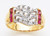 14k Gold Ladies 11mm Wide Synthetic Ruby Band with Cubic Zirconia Ring