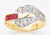 14k Gold Ladies Synthetic Ruby Band with Cubic Zirconia 11mm Wide Ring