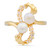 14k Gold Ladies 20mm With 2 Cultured Pearl Ring With CZ Accents