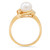 14k Gold Ladies 8mm White Cultured Pearl Ring With Three Cubic Zirconia