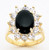 14k Gold Ladies 18mm Prong-set Oval Onyx Ring With Cubic Zirconia