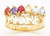14k Gold (MADRE) Mother's Ring Band With 6 Round Shaped Quartz Gems Stones