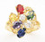 14k Gold Mother's Ring 20mm Wide With Prong-set Colored Stones