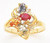 14k Gold Mother's Ring 17mm Wide With Prong-set Colored Stones