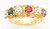 14k Gold Mother's Ring Band With 6 Round Shaped Quartz Gems Stones