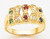 14k Gold Ladies 9mm Wide Genuine Semi-Precious Stones Ring With Cz Accents