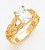 14k Yellow Gold  7mm Wide  Children Cubic Zirconia Center Stone Ring