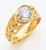 14k Yellow Gold  7mm Wide Children Synthetic Aquamarine Center Stone Ring